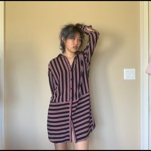 Black red striped shirt dress